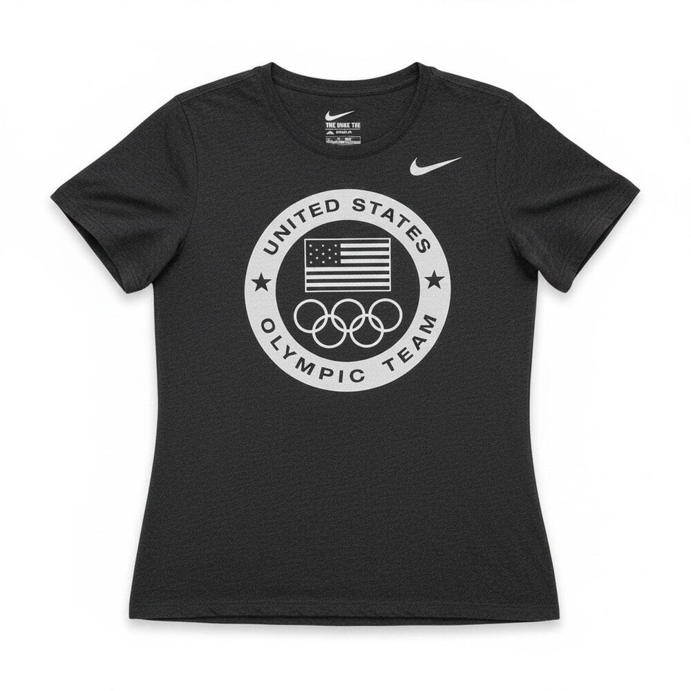 Nike Team USA Olympic Graphic T Shirt Gray White Dri Fit Women’s Size M